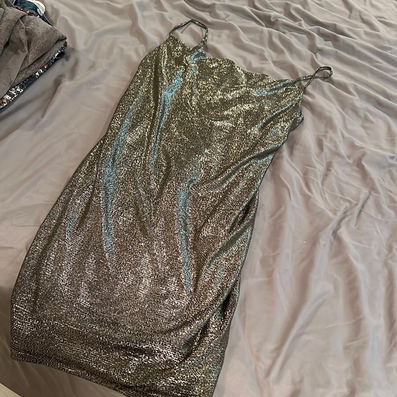 F21 sparkly cowl neck dress sz Medium - Picture 1 of 4